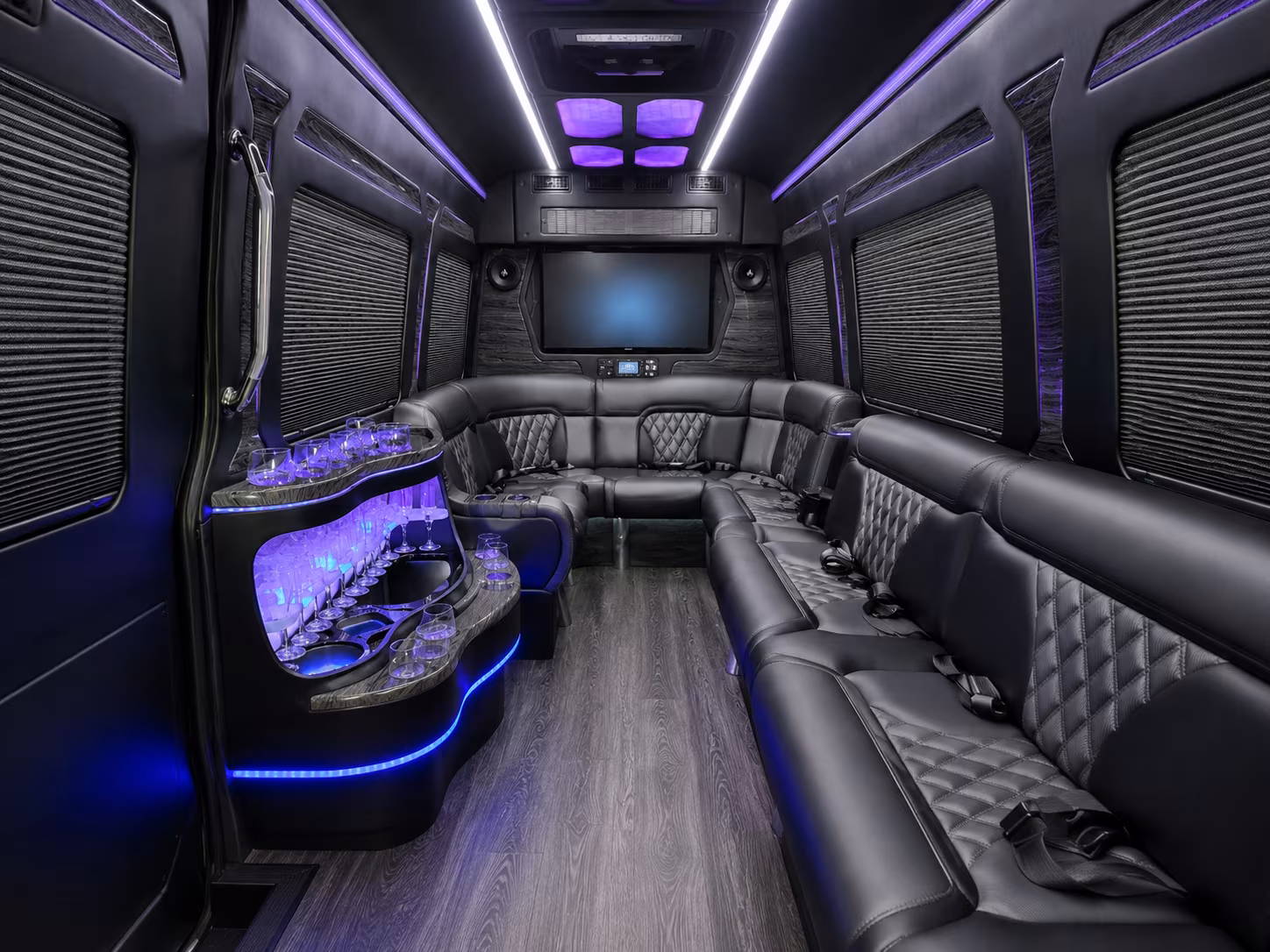 warwick 50 passenger party bus interior